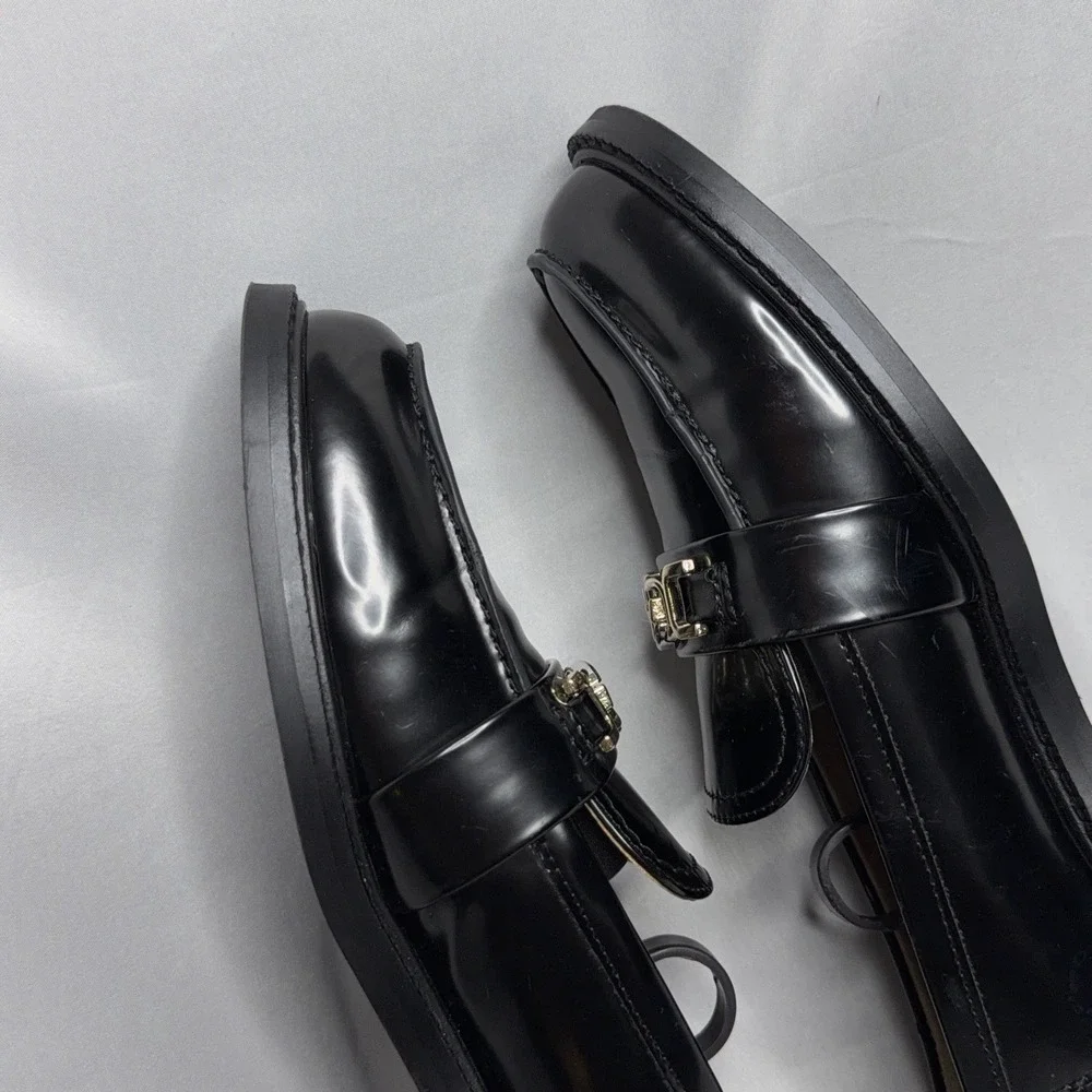 Sam Edelman Womens Leather Gold Tone Slide On Christy Loafers Black 8 Preppy Y2K